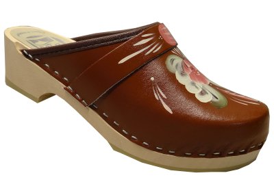 Traditionell - Brunt läder på natur låg (5 cm) botten och Rosa Qurbits