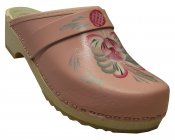 Traditionell - Rosa läder på natur låg (5 cm) botten med rosa/grå kurbits